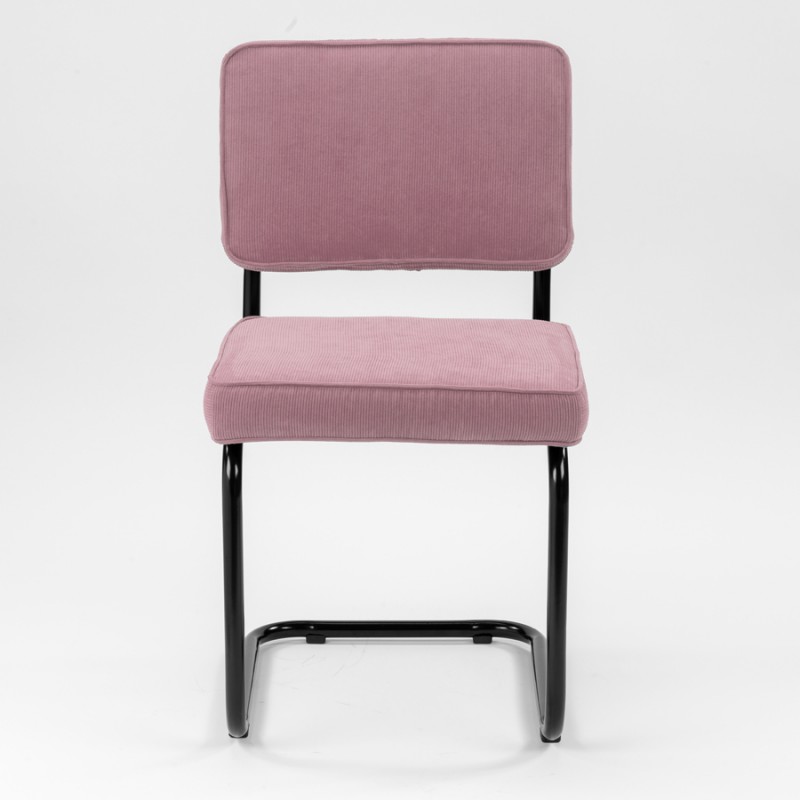 Chaise Ridge rib vieux rose cadre noir