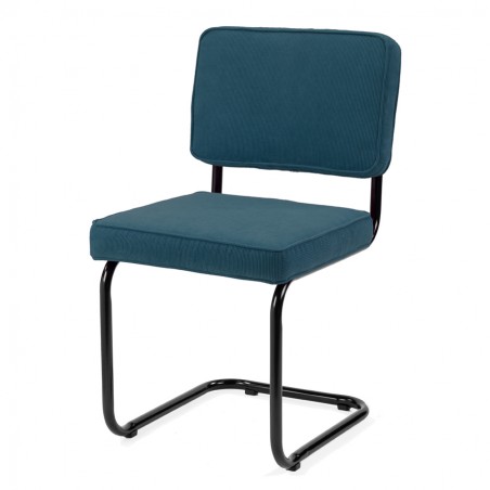 Chaise Ridge rib blue cadre noir