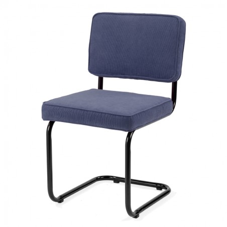 Chaise Ridge rib blue acier cadre noir