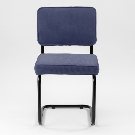 Chaise Ridge rib blue acier cadre noir