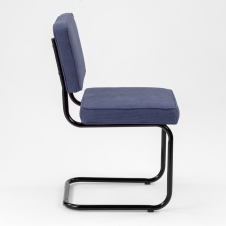 Chaise Ridge rib blue acier cadre noir