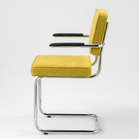 Chaise Ridge rib Jaune avec accoudoirs