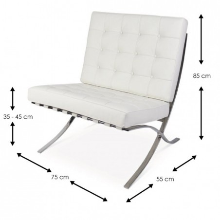 Chaise Barcelona Blanc - Cuir de Vache