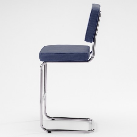 Tabouret de bar Chaise Ridge rib bleu acier